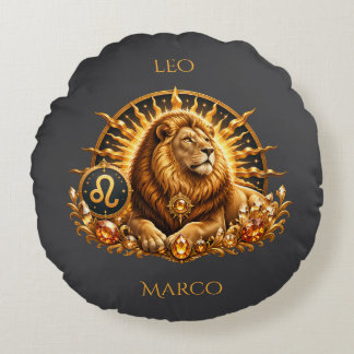 Coussins Ronds Zodiac Sign Leo Personalized