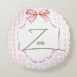 Coussins Ronds Zoe personnalisée Baby Girl Nursery Bow&En vichy