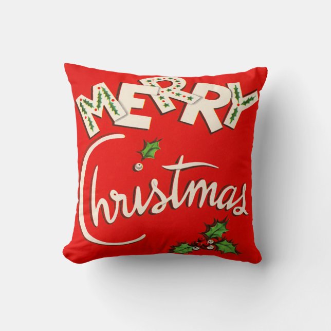 Coussins saisonniers vintages de Joyeux Noël (Recto)