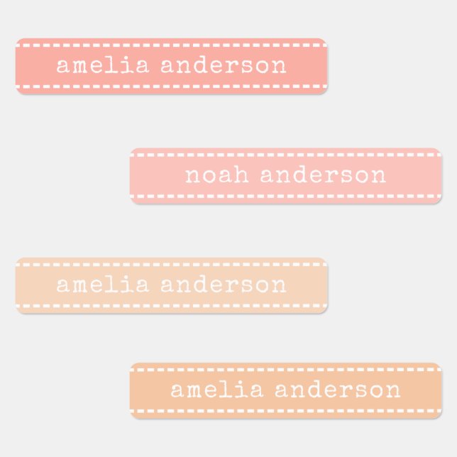 Coute Stitches Ribbon Pastel étanche Nom Étiquette (Groupe)