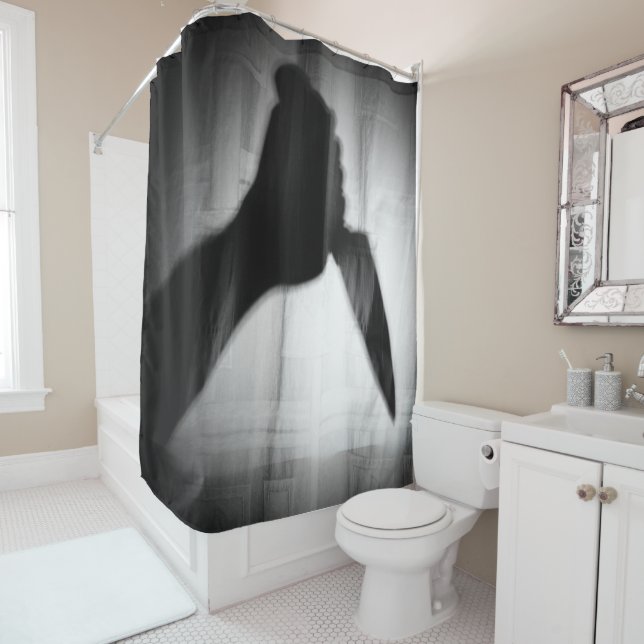 Couteau d'Halloween Scary Silhouette Douche rideau (En situation)