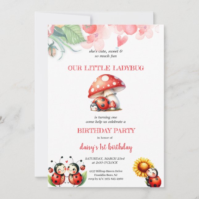 COUTEAU LADYBUG ANNIVERSAIRE INVITATION À LA FÊTE (Devant)