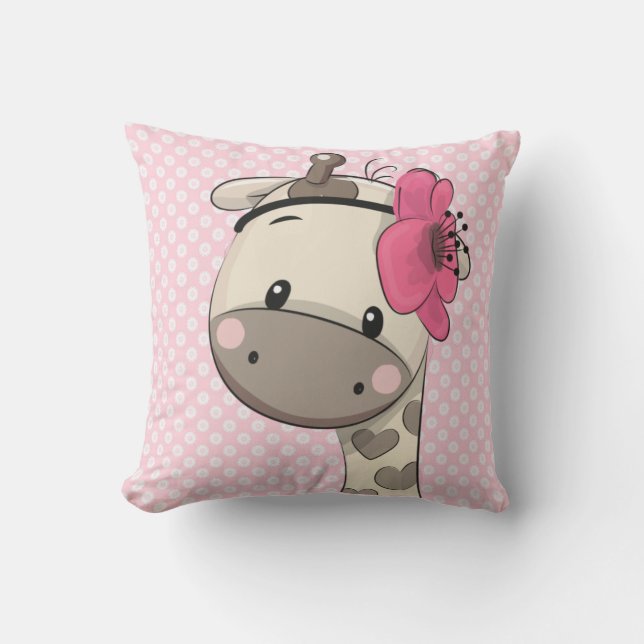 Coutume Bébé Giraffe Rose Jeu Oreiller (Recto)