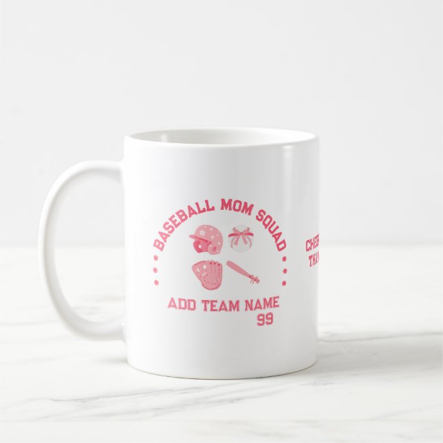 Coutume de baseball Maman Squad Mug | Cadeau parfa (Gauche)