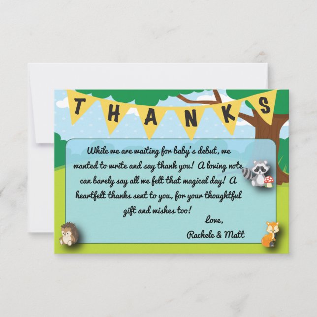 Coutume de carte de remerciements de baby shower (Devant)