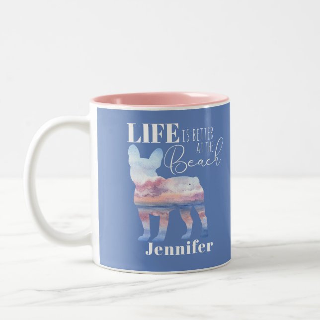 Coutume Mug de la plage de Bulldog (Gauche)