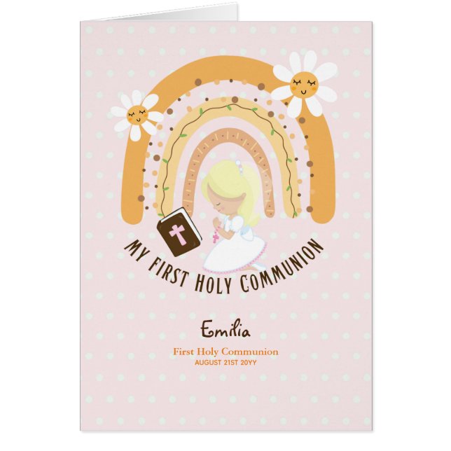 Coutume Première Sainte Communion Cute Blonde Coif (Devant)