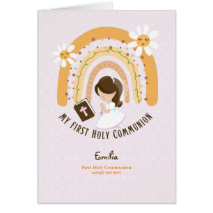 Coutume Première Sainte Communion Cute Brown Coiff