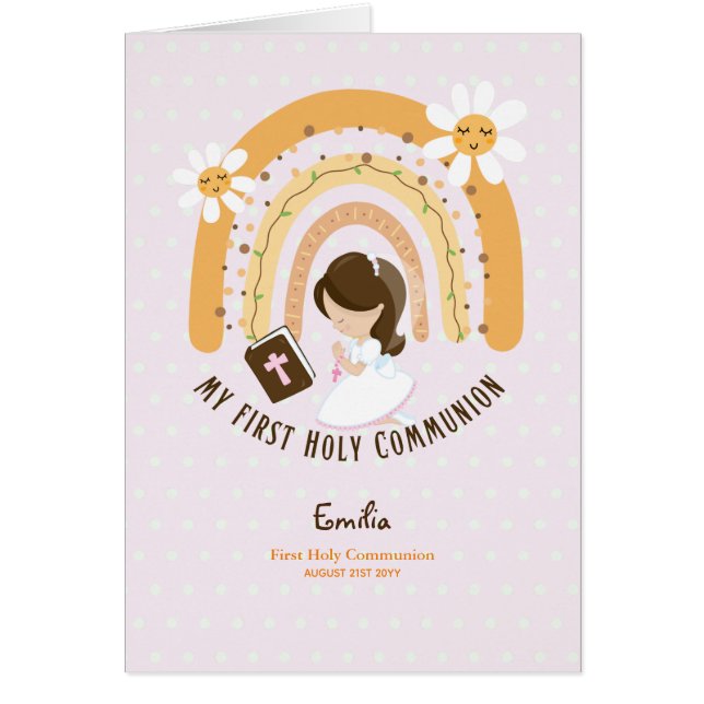 Coutume Première Sainte Communion Cute Brown Coiff (Devant)