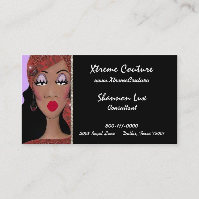 "Couture" Africain-Américain Diva Cartes de visite (Devant)