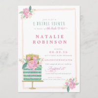 Couture Cake Bridal Shower Invitation - teal