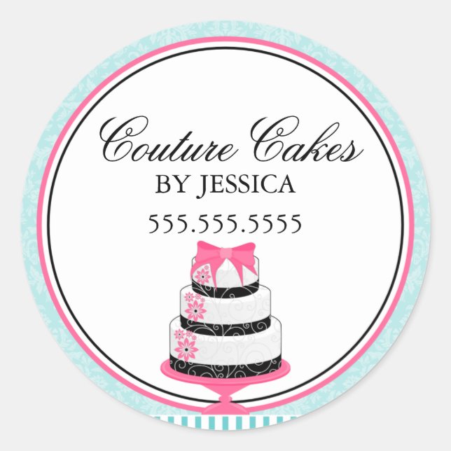 Couture Cakes Aqua Bakery Box Seals (Front)