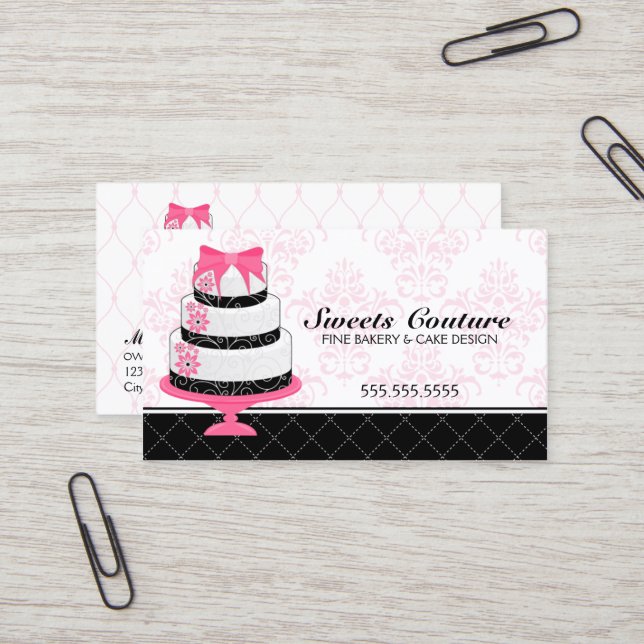 Couture Cakes Bakery Custom Business Card (Front/Back In Situ)