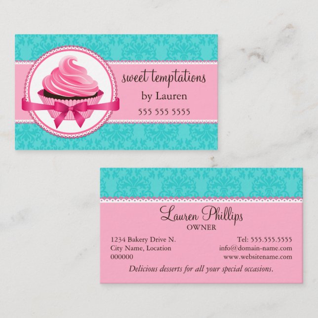 Couture Cupcake Bakery Business Card (Front/Back)