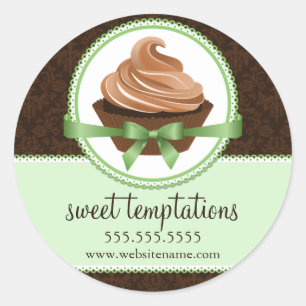 Couture Cupcake Mint Bakery Box Seals