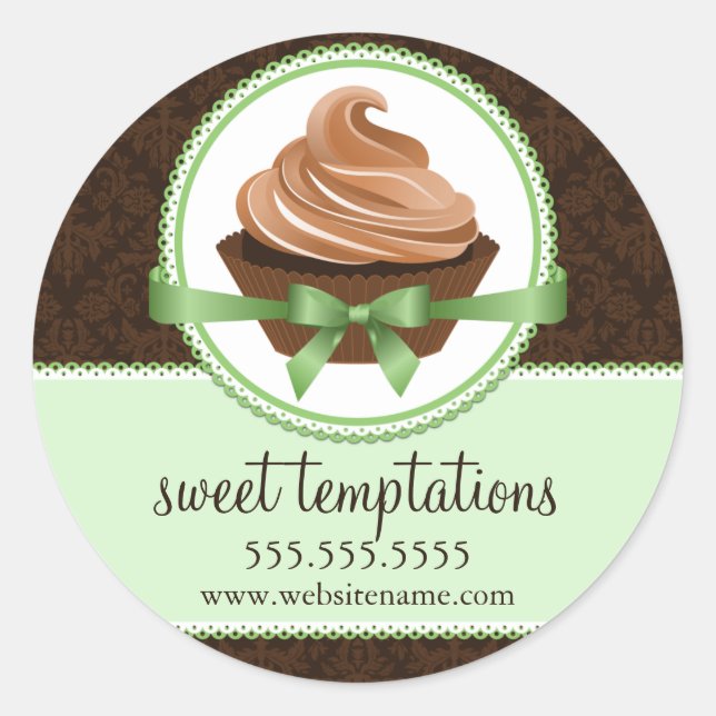 Couture Cupcake Mint Bakery Box Seals (Front)