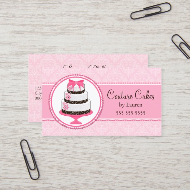 Couture Custom Cake Bakery Business Card (Front/Back In Situ)