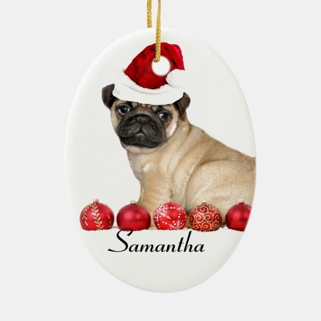 Couture de chien de Noël Carlin Oval Ornement (Dos)