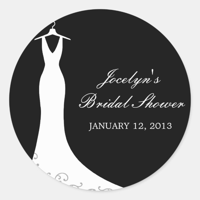 Couture Gown Favour Sticker (Black) (Front)
