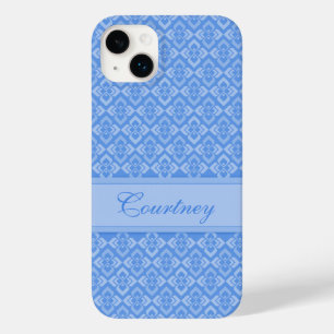 Couture inspired name blue patterned Case-Mate iPhone 14 plus case