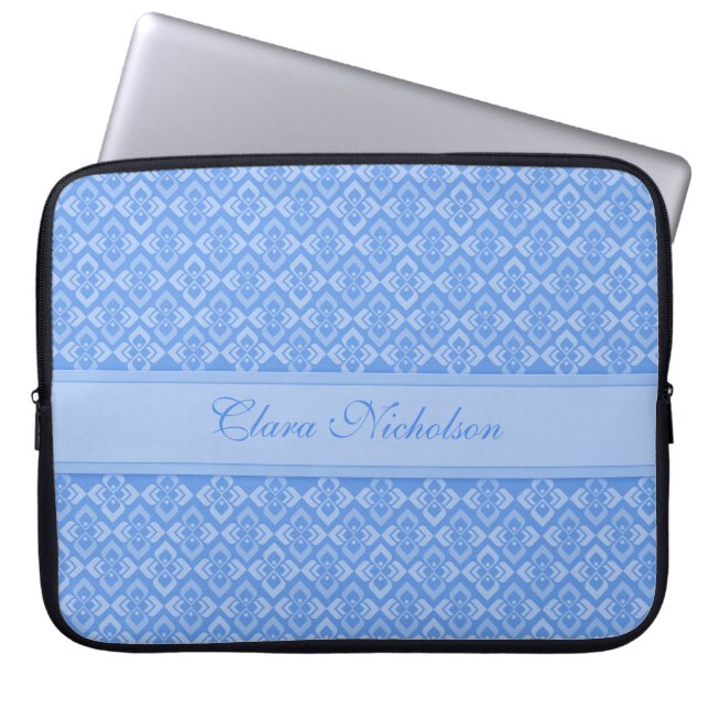 Couture inspired named blue 15 inch laptop case (Front)