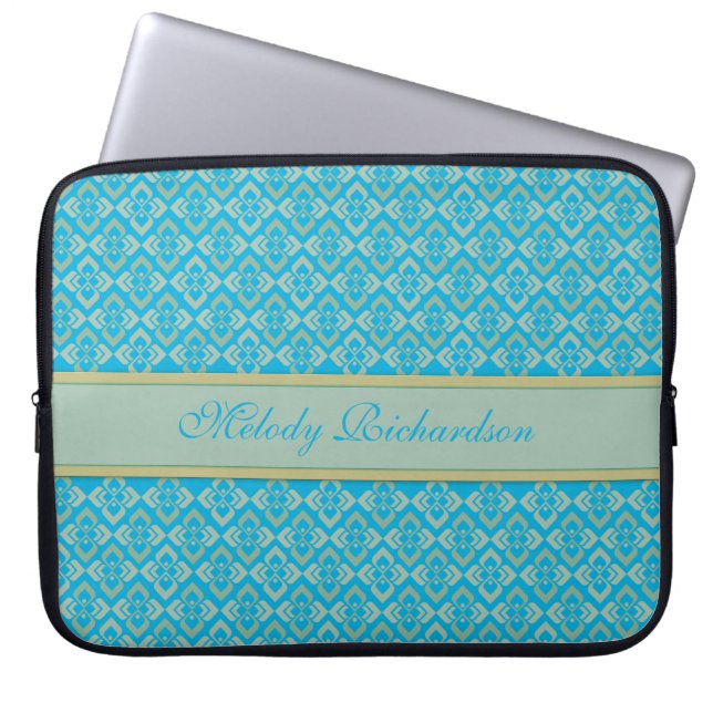 Couture inspired named blue 15 inch laptop case (Front)