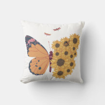 Couvercle Coussin de papillon et de tournesol