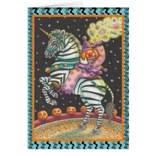 COUVERT DE CIRCUS HOLLOW CLOWN, ZEBRA GREETING CAR (Devant)
