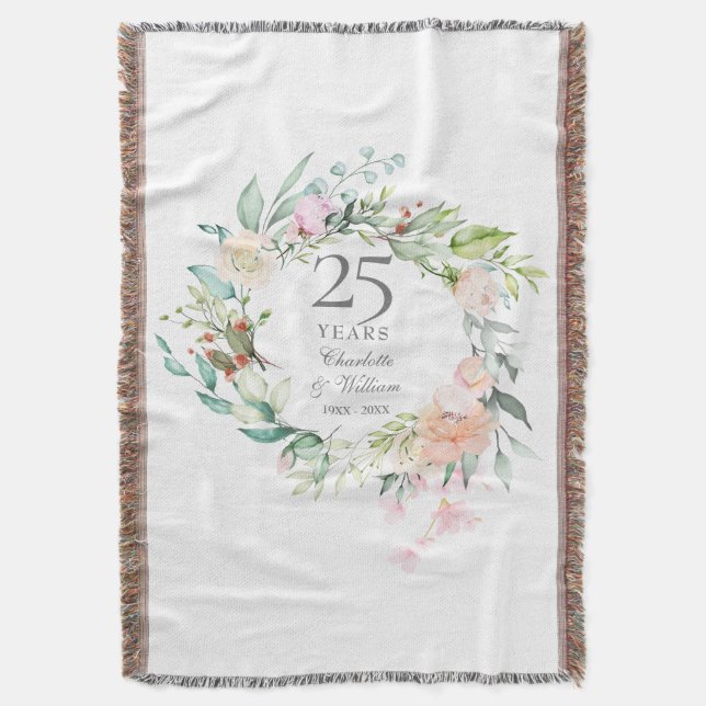 Couverture 25e anniversaire du Mariage d'argent Floral Garlan (devant Vertical)