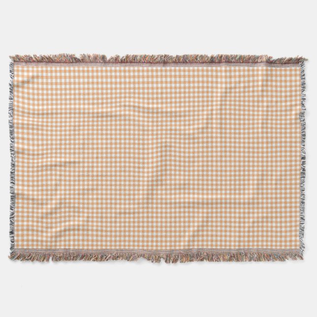 Couverture A gingham checkered blanket in shades of beige  (Devant)