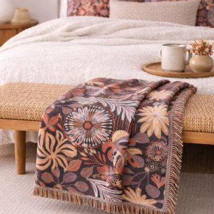 Couverture à jeter à motif floral en terre cuite B