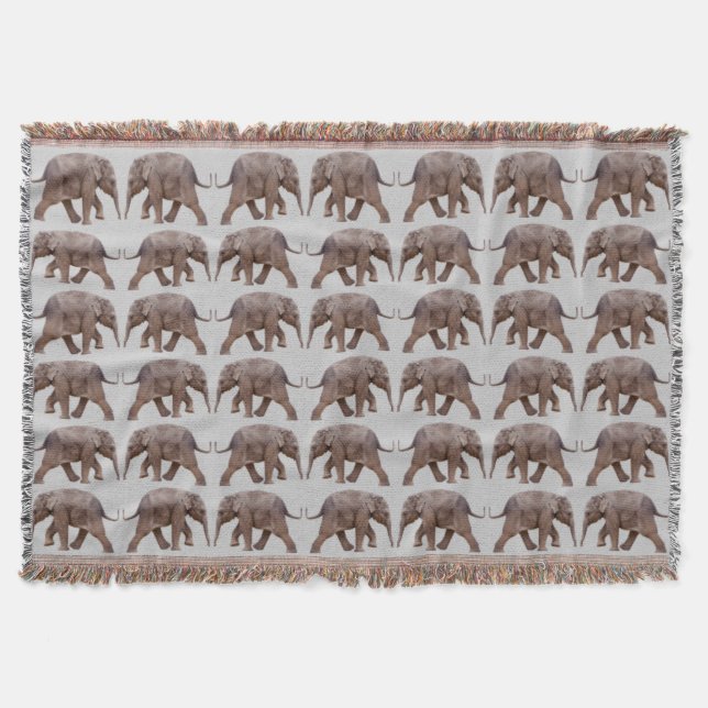 Couverture à jeter frénésie éléphant bébé (Gris cl (Devant)