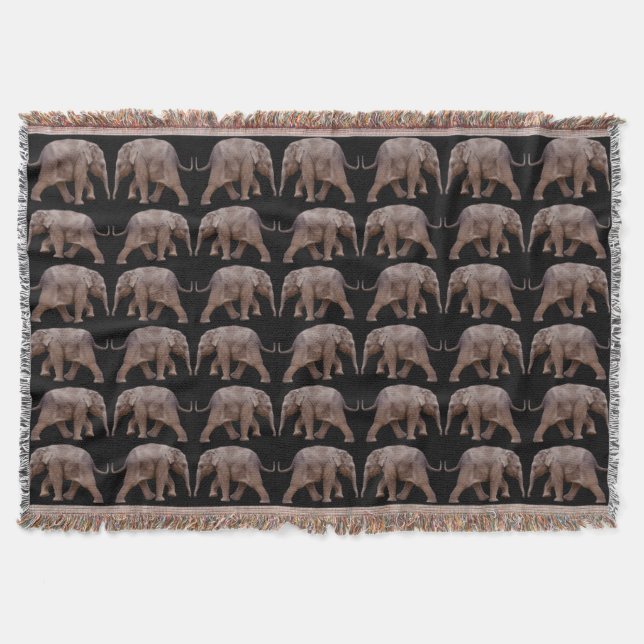 Couverture à jeter frénésie éléphant bébé (Noir) (Devant)