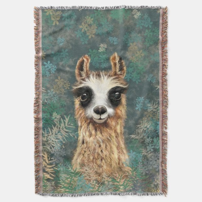 Couverture à lancer amusante avec Llama curieuse (devant Vertical)