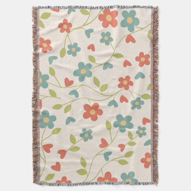 Couverture à lancer Motif de fleurs (devant Vertical)