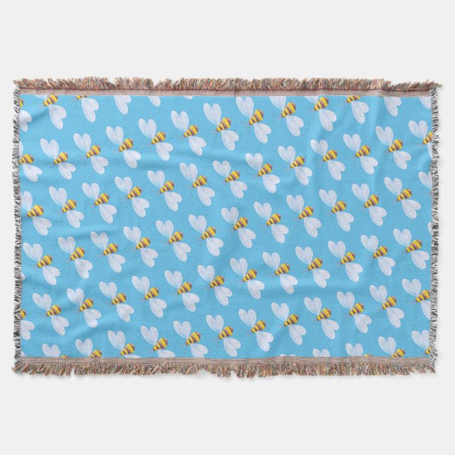 Couverture Abeilles aquarelle art bleu motif lancer (Devant)
