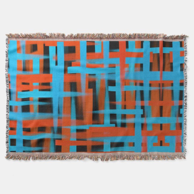 Couverture Abstrait Moderne Orange Bleu Bleu Brush traits (Devant)