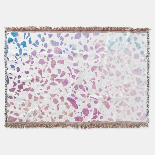 Couverture Abstrait Terrazzo Mosaic rose et Motif bleu (Devant)