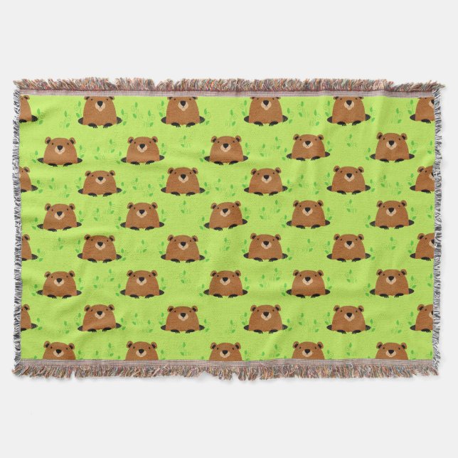 Couverture Adorable Motif de la marmotte de bois (Devant)