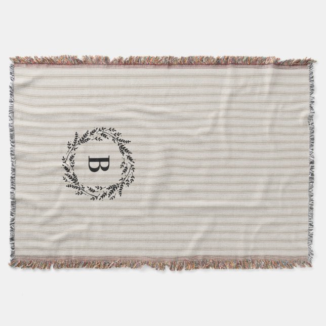 Couverture Agritourisme Beige Ticking Strippes Monogramme (Devant)