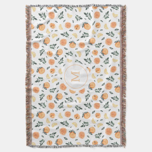 Couverture agrumes citron orange d'été monogramme (devant Vertical)