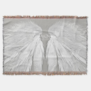 Couverture AILES ANGEL Initiales de couple Élégante Grey