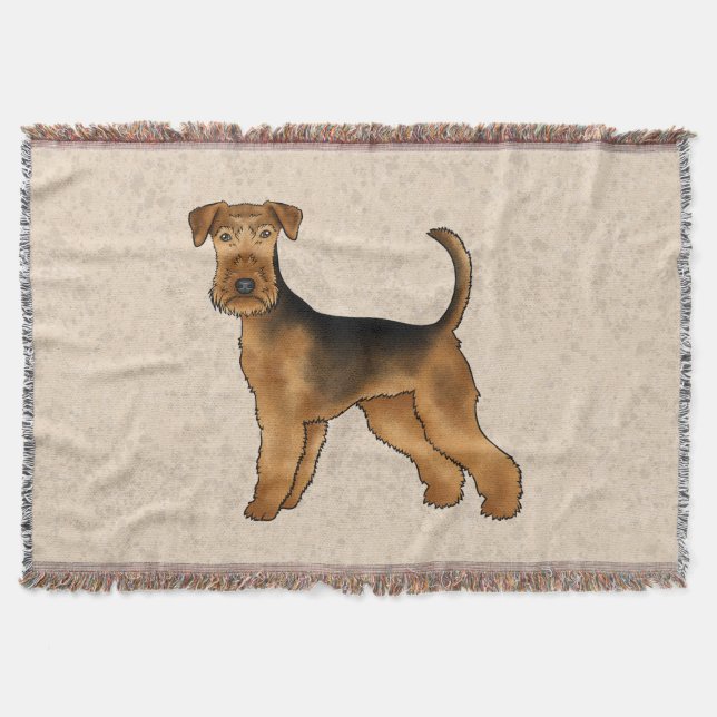 Couverture Airedale Terrier mignon Dessin De Caricature Chien (Devant)
