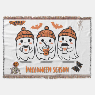 Couverture aison Halloween – fantômes café mignons