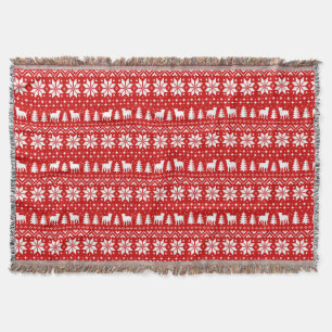 Couverture American Bulldog Silhouettes Motif de Noël Rouge