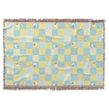 Amusants Welsh Sheep Faux Patchwork bleu Jaune En 