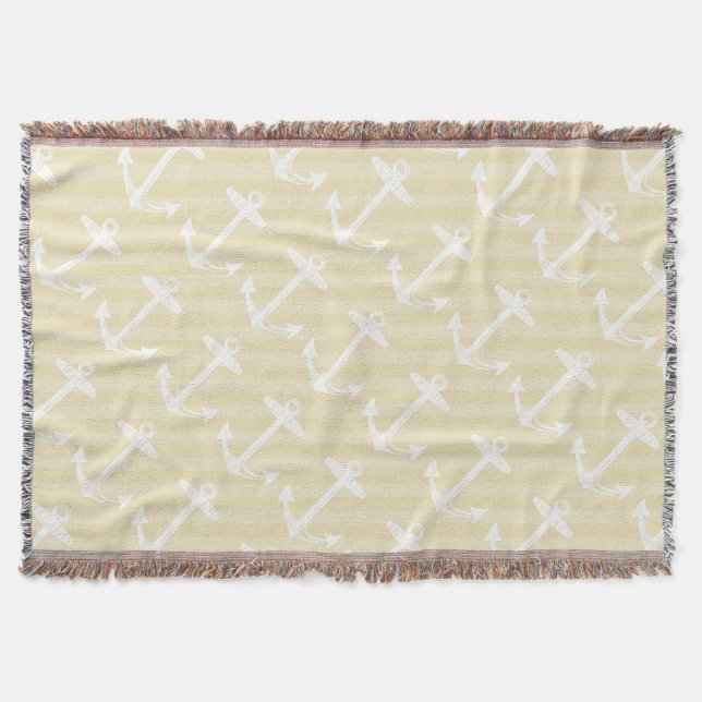 Couverture Ancre nautique gris et blanc Motif moderne (Devant)