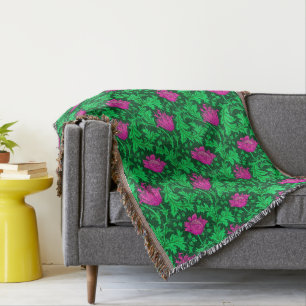 Couverture Anémone de William Morris, vert vert et fuchsia