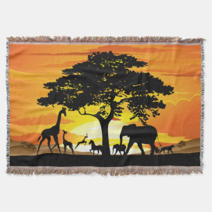 Couverture Animaux sauvages sur le coucher de soleil de la sa