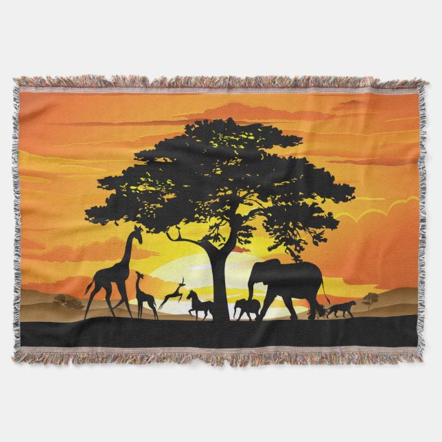 Couverture Animaux sauvages sur le coucher de soleil de la sa (Devant)